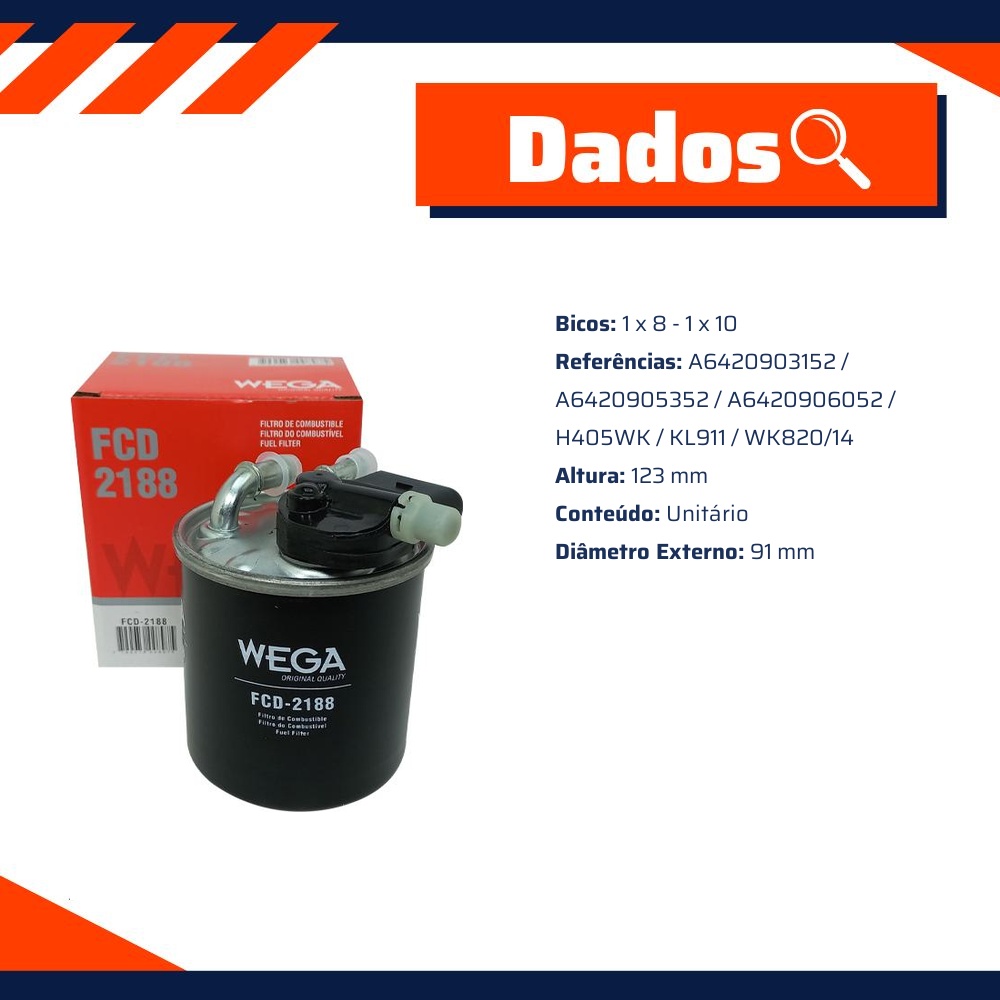 Filtro de Combustível - Wega - FCD-2188