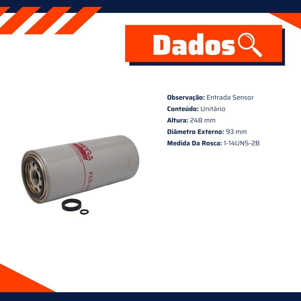 Filtro de Combustível com Dreno para Ford F-250 - Wega - FCD-2210