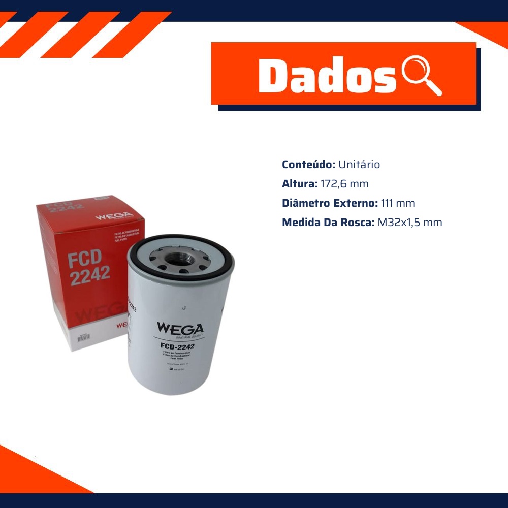 Filtro de Combustível - Wega - FCD-2242