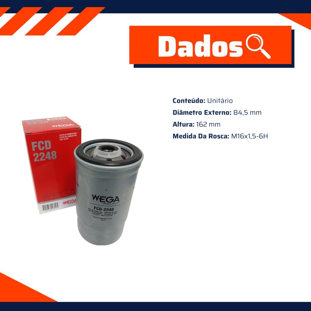 Filtro de Combustível - Wega - FCD-2248