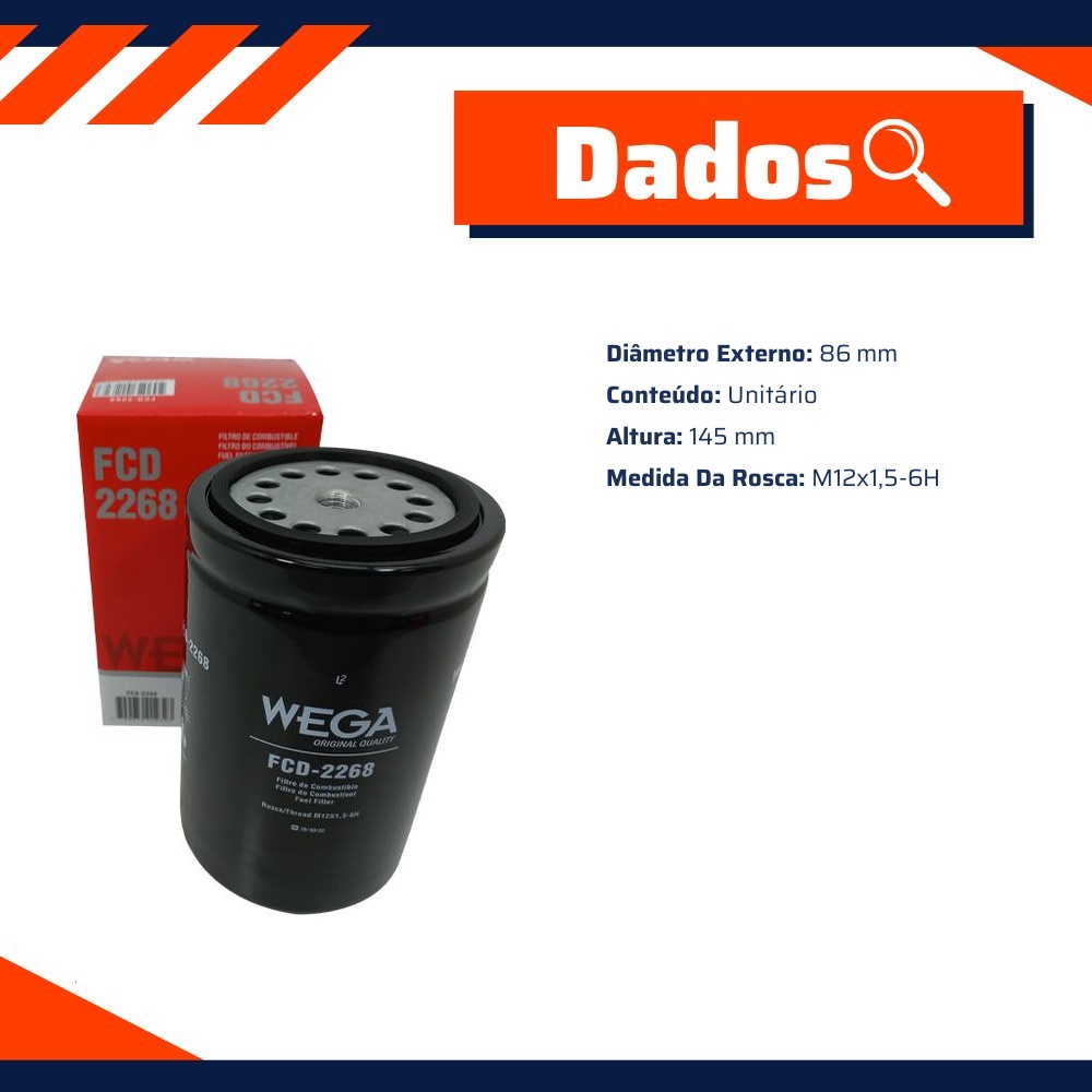 Filtro de Combustível - Wega - FCD-2268