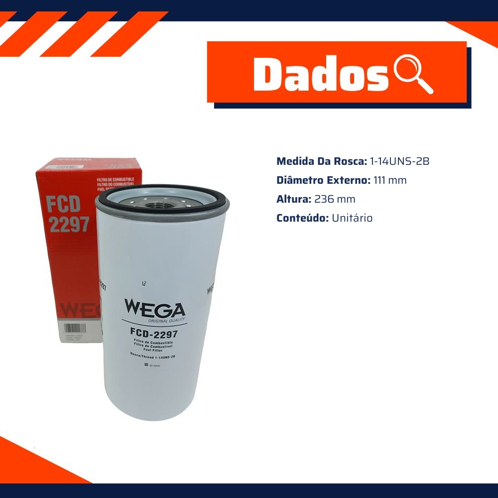 Filtro de Combustível - Wega - FCD-2297