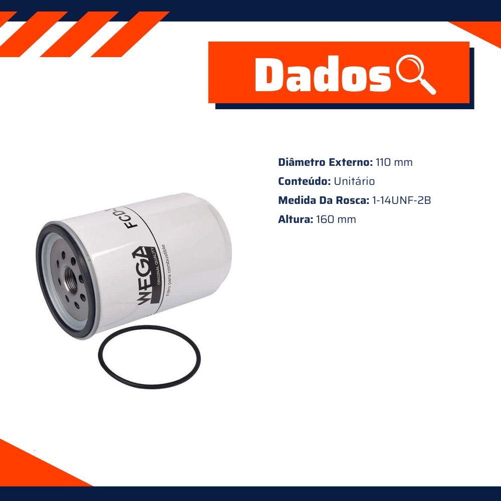Filtro de Combustível Separador de Água sem Copo para Volvo B 290 R - Wega - FCD-30122