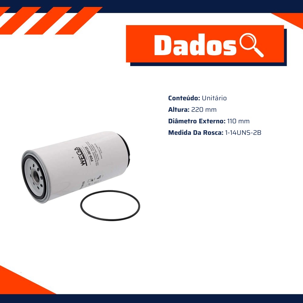 Filtro de Combustível Separador de Água sem Copo - Wega - FCD-30123