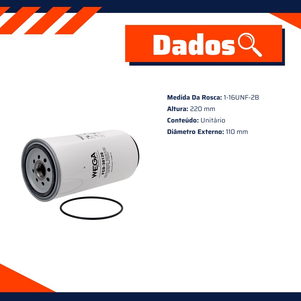 Filtro de Combustível Separador de Água sem Copo para Mercedes-Benz 710 e 710 PLUS - Wega - FCD-30126