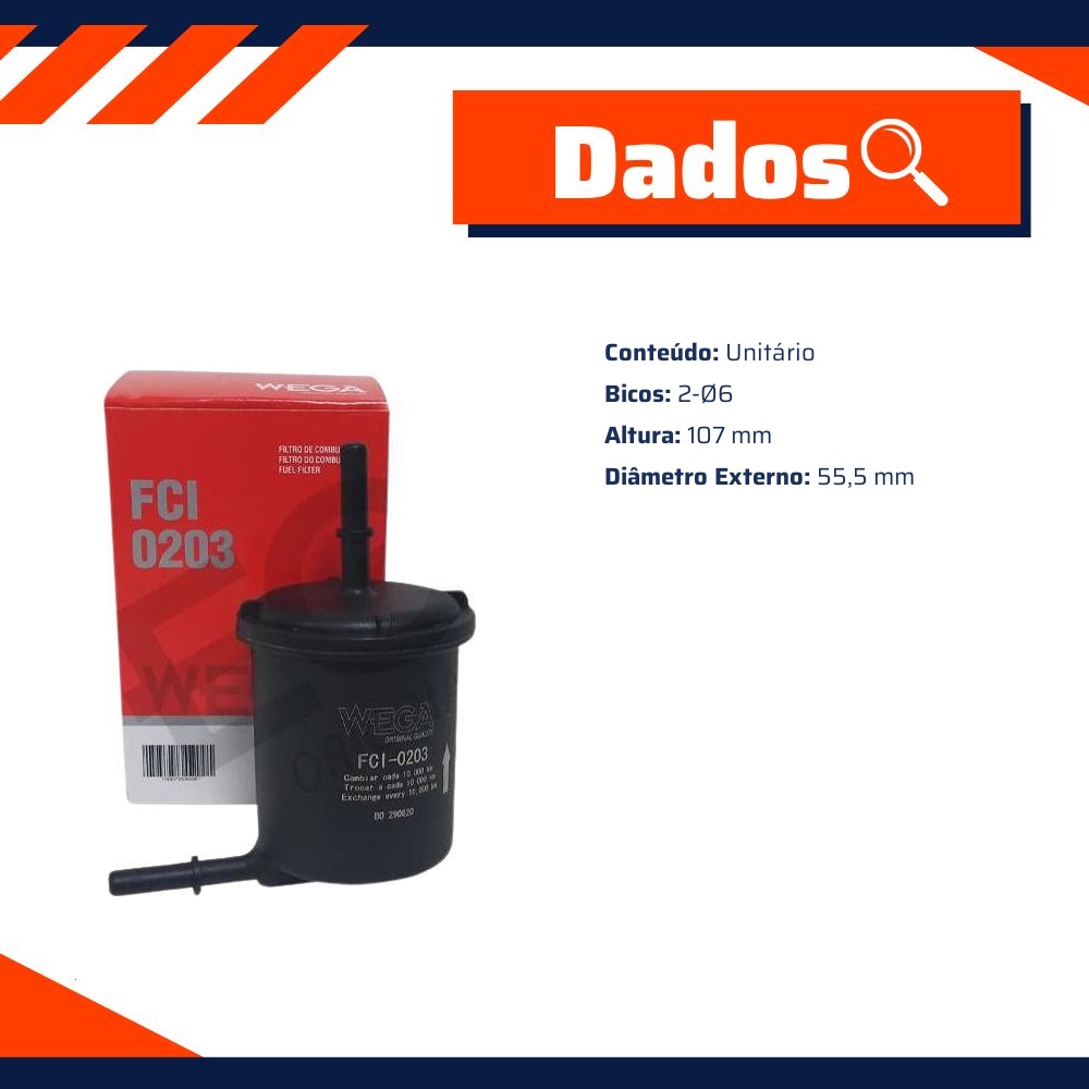 Filtro de Combustível - Wega - FCI-0203