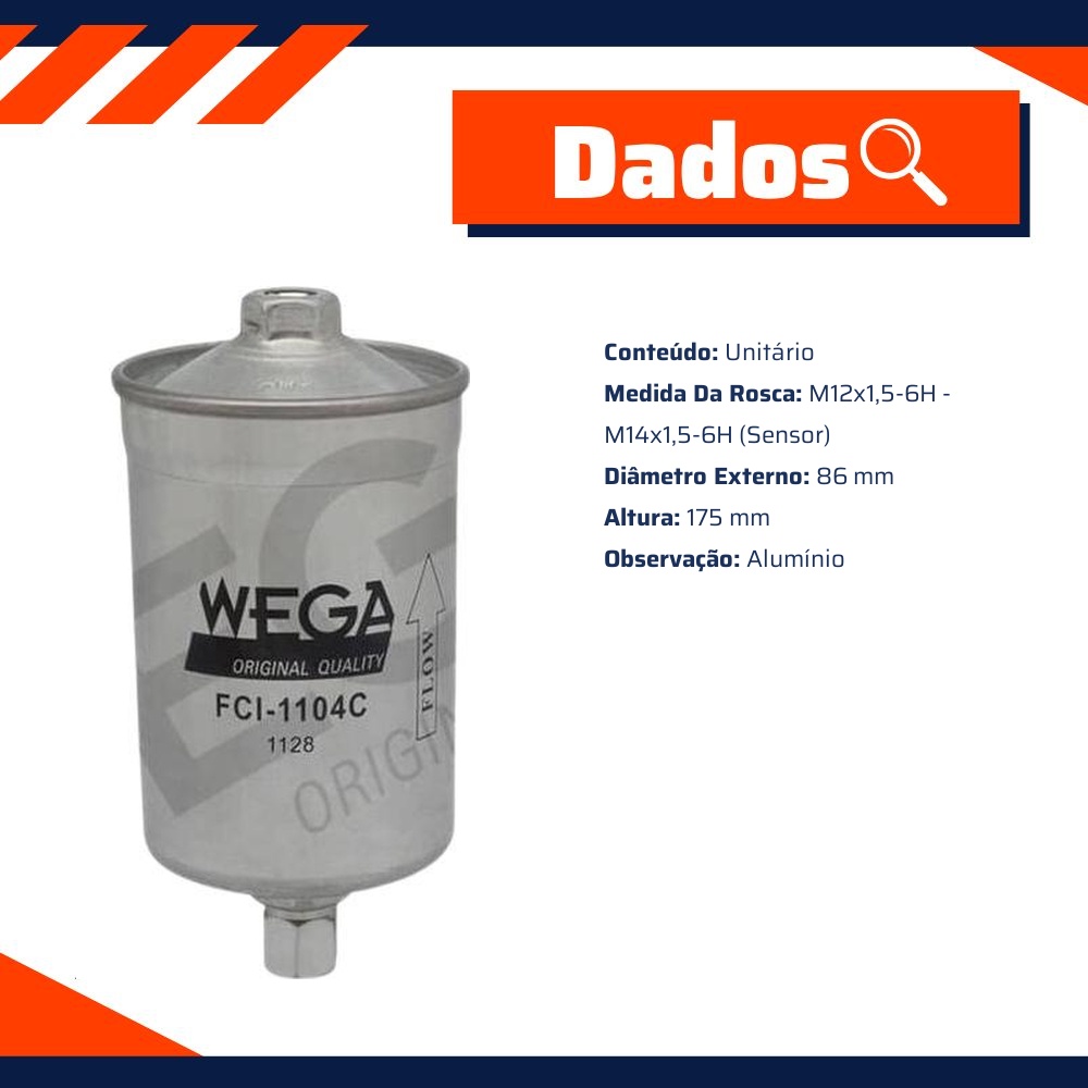 Filtro de Combustível - Wega - FCI-1104C