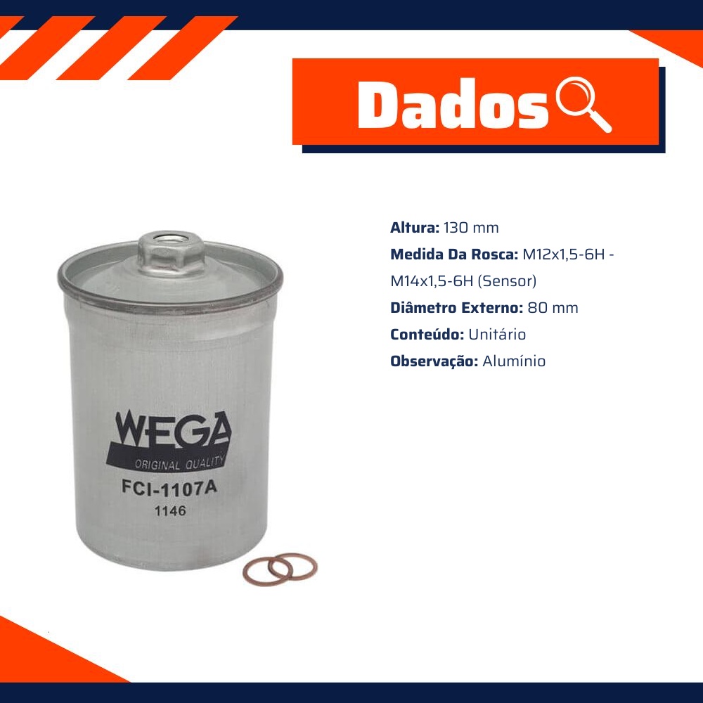 Filtro de Combustível - Wega - FCI-1107A