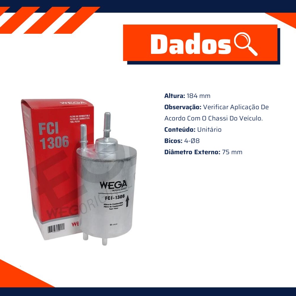 Filtro de Combustível para Audi A4 A4 Avant - Wega - FCI-1306