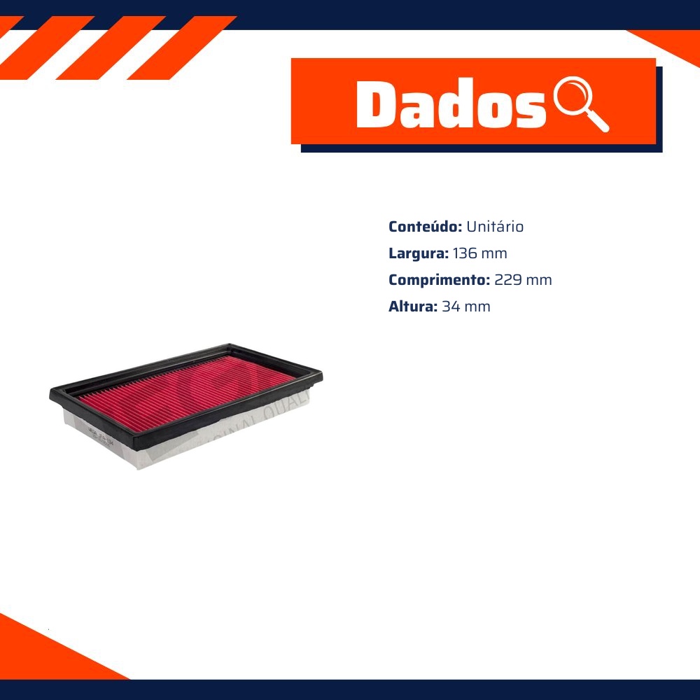 Filtro de Ar do Motor - Wega - JFA-0134