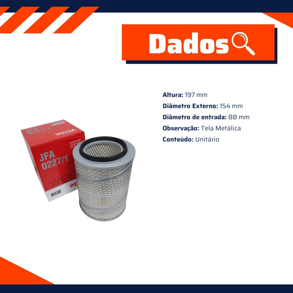 Filtro de Ar para Toyota Hilux - Wega - JFA-0227/1