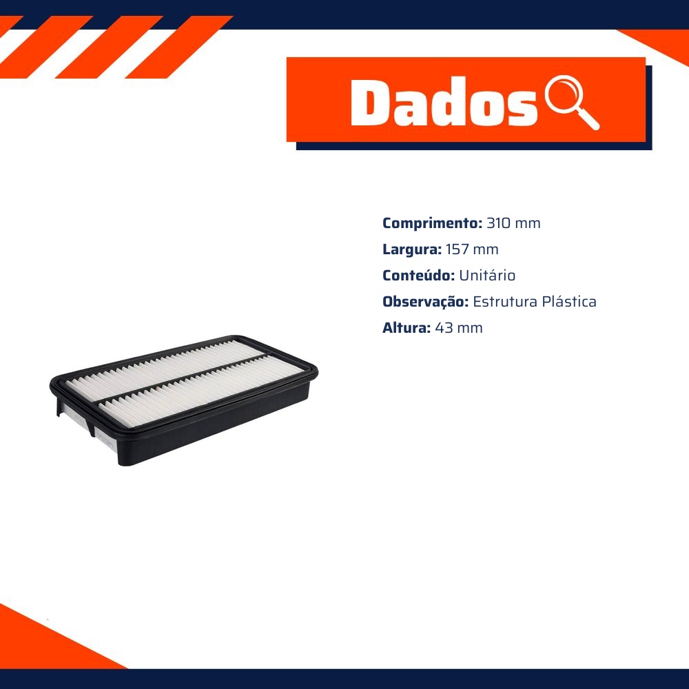 Filtro de Ar para Toyota Corolla e RAV4 - Wega - JFA-0238