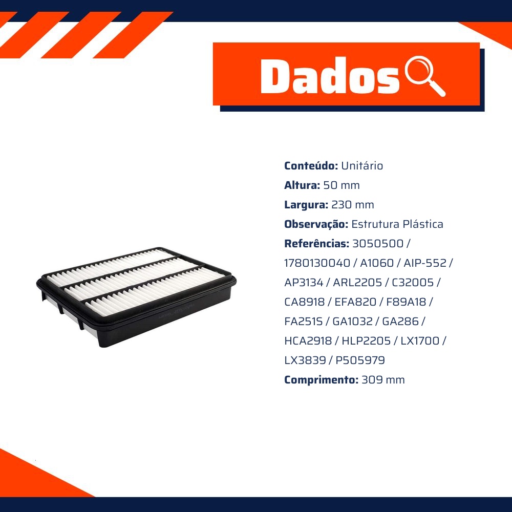 Filtro de Ar para Toyota Land Cruiser - Wega - JFA-0251