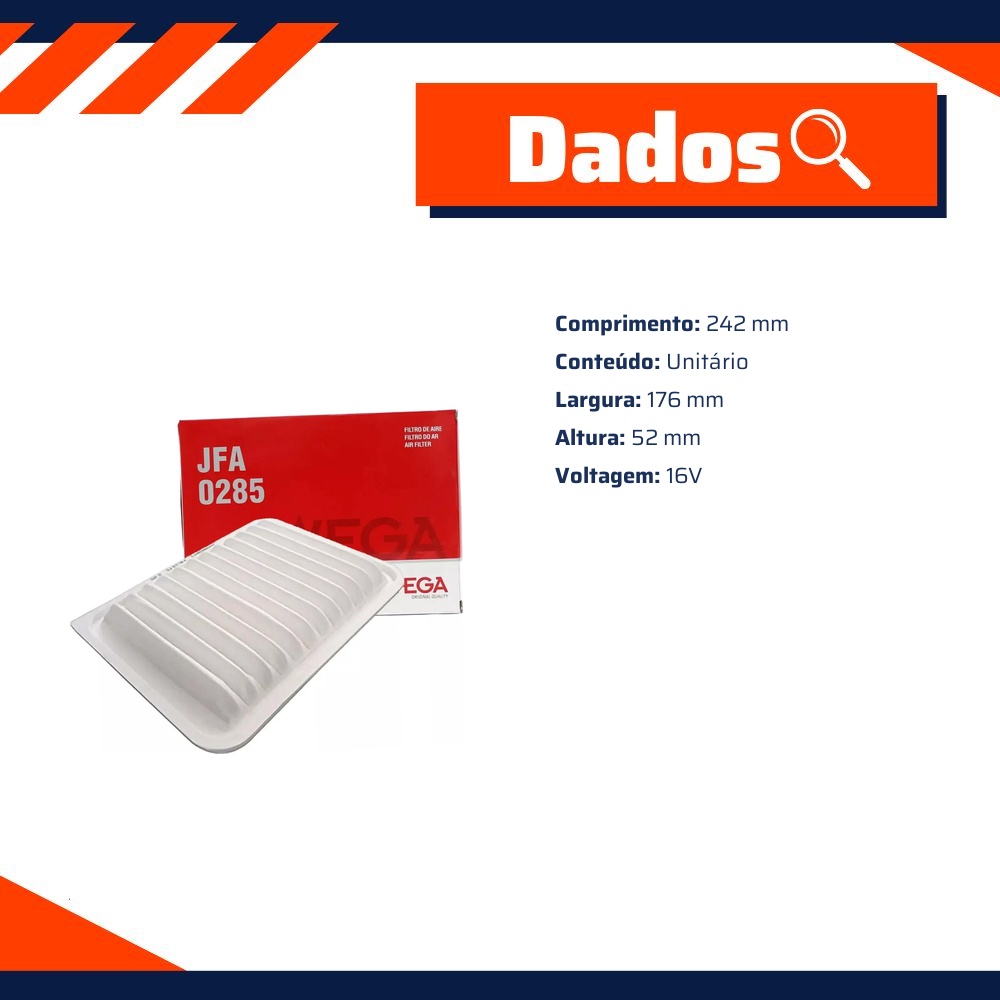 Filtro de Ar do Motor - Wega - JFA-0285