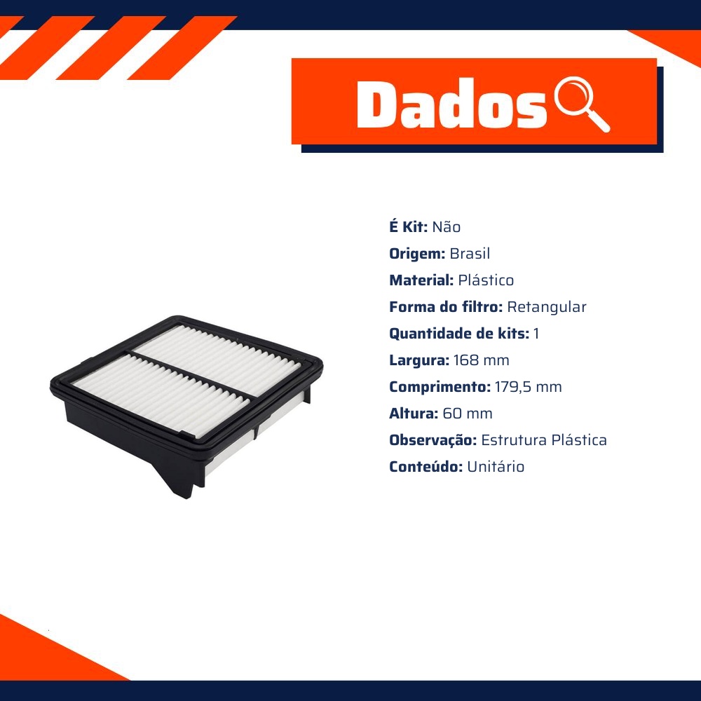 Filtro de Ar para Honda City e FIT - Wega - JFA-0428/3