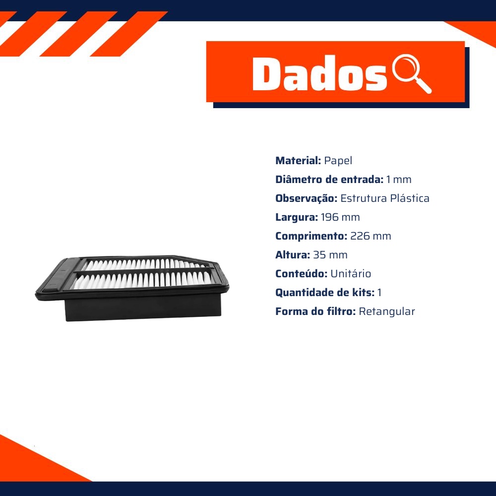 Filtro de Ar para Honda Civic - Wega - JFA-0429