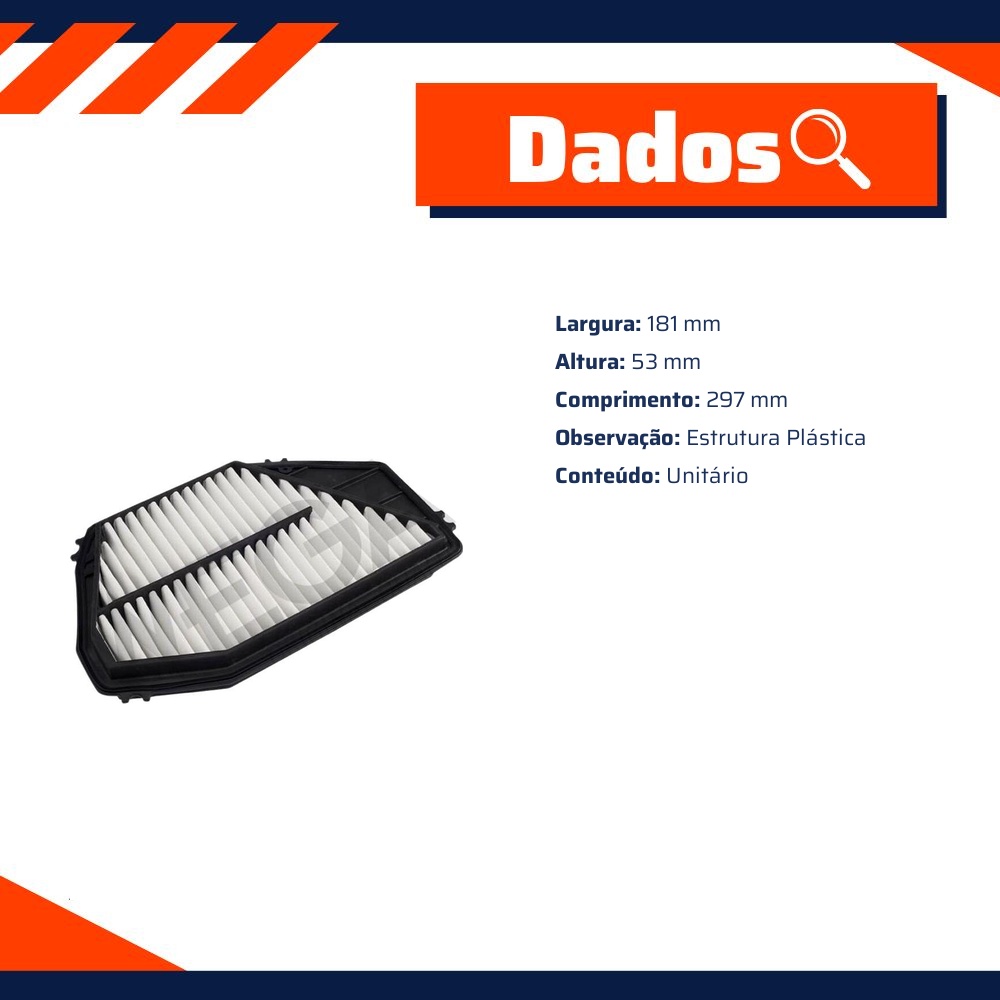 Filtro de Ar para Honda Accord e Odyssey - Wega - JFA-0495