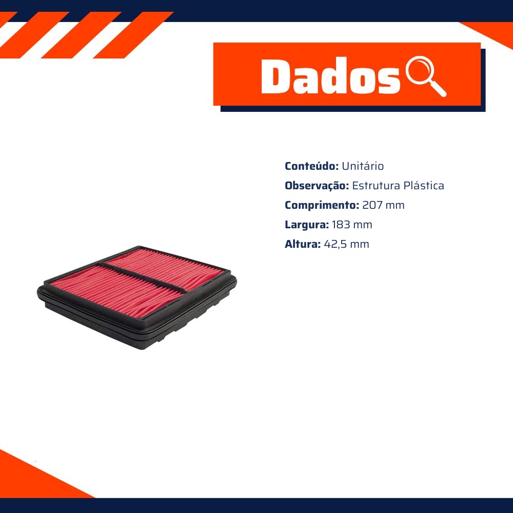 Filtro de Ar para Honda Civic e CR-X - Wega - JFA-0499