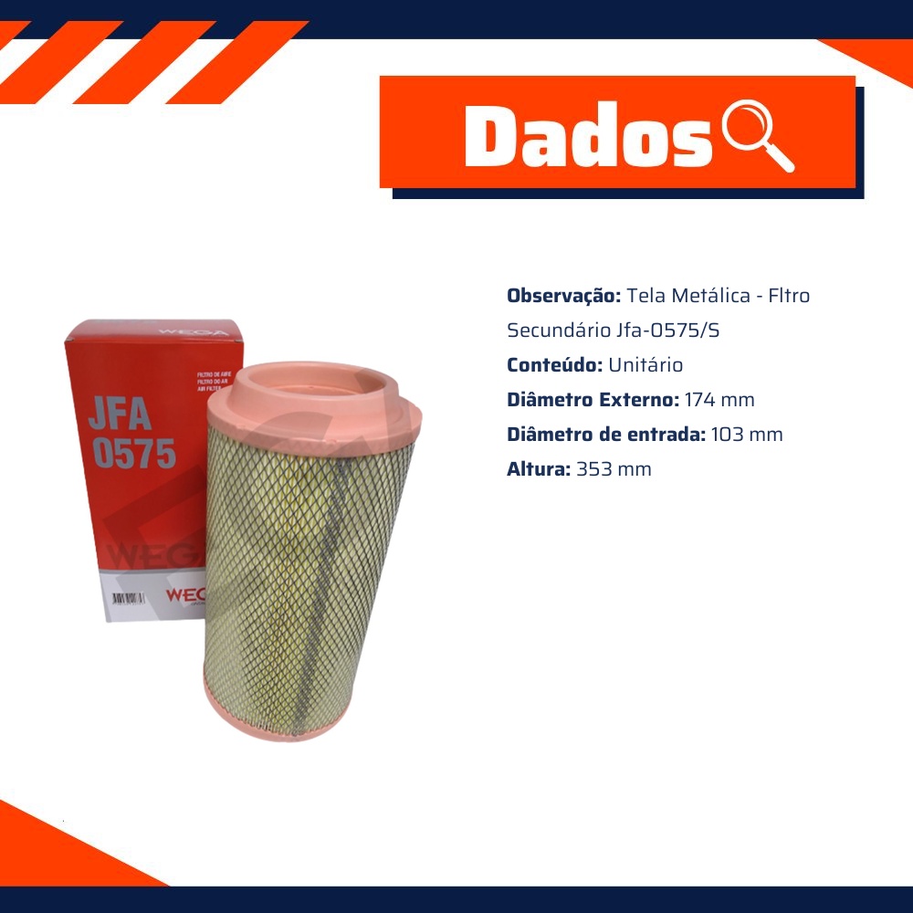 Filtro de Ar Mitsubishi L200 e Troller T4 - Wega - JFA-0575