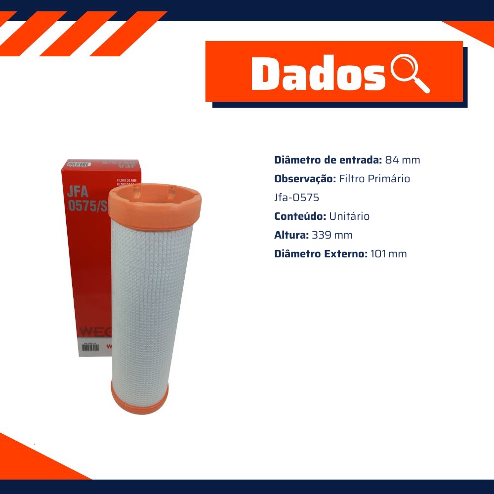 Filtro de Ar Secundário para Troller T4 - Wega - JFA-0575/S