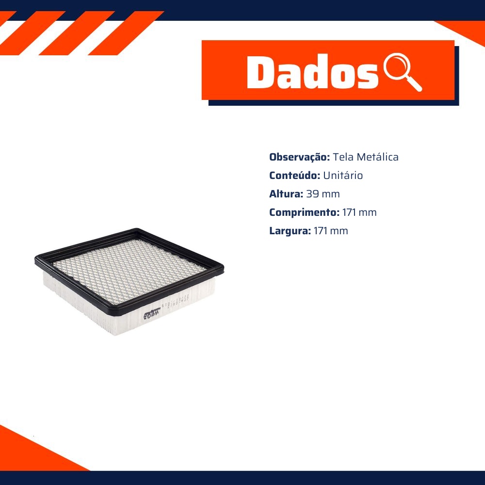 Filtro de Ar para Chevrolet Camaro - Wega - JFA-0603