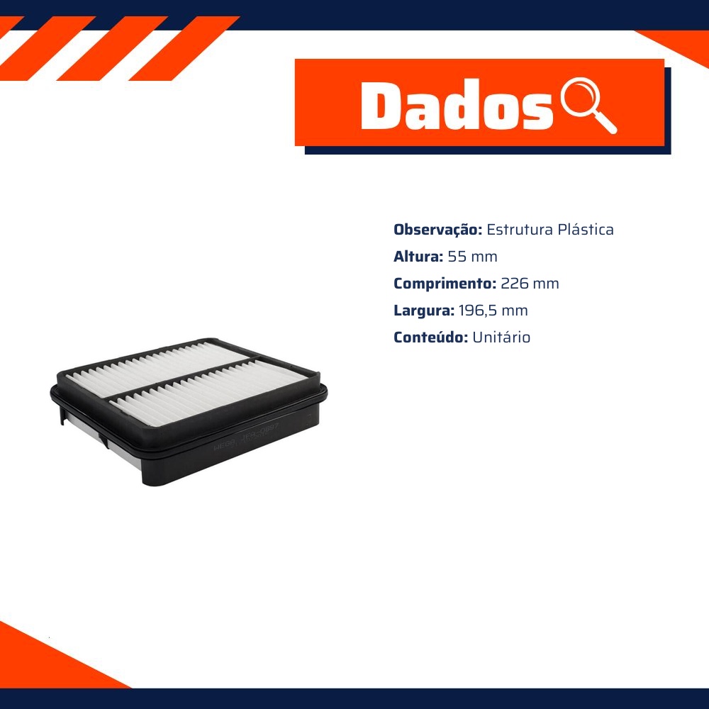 Filtro de Ar Chevrolet Tracker e Suzuki Grand Vitara - Wega - JFA-0897