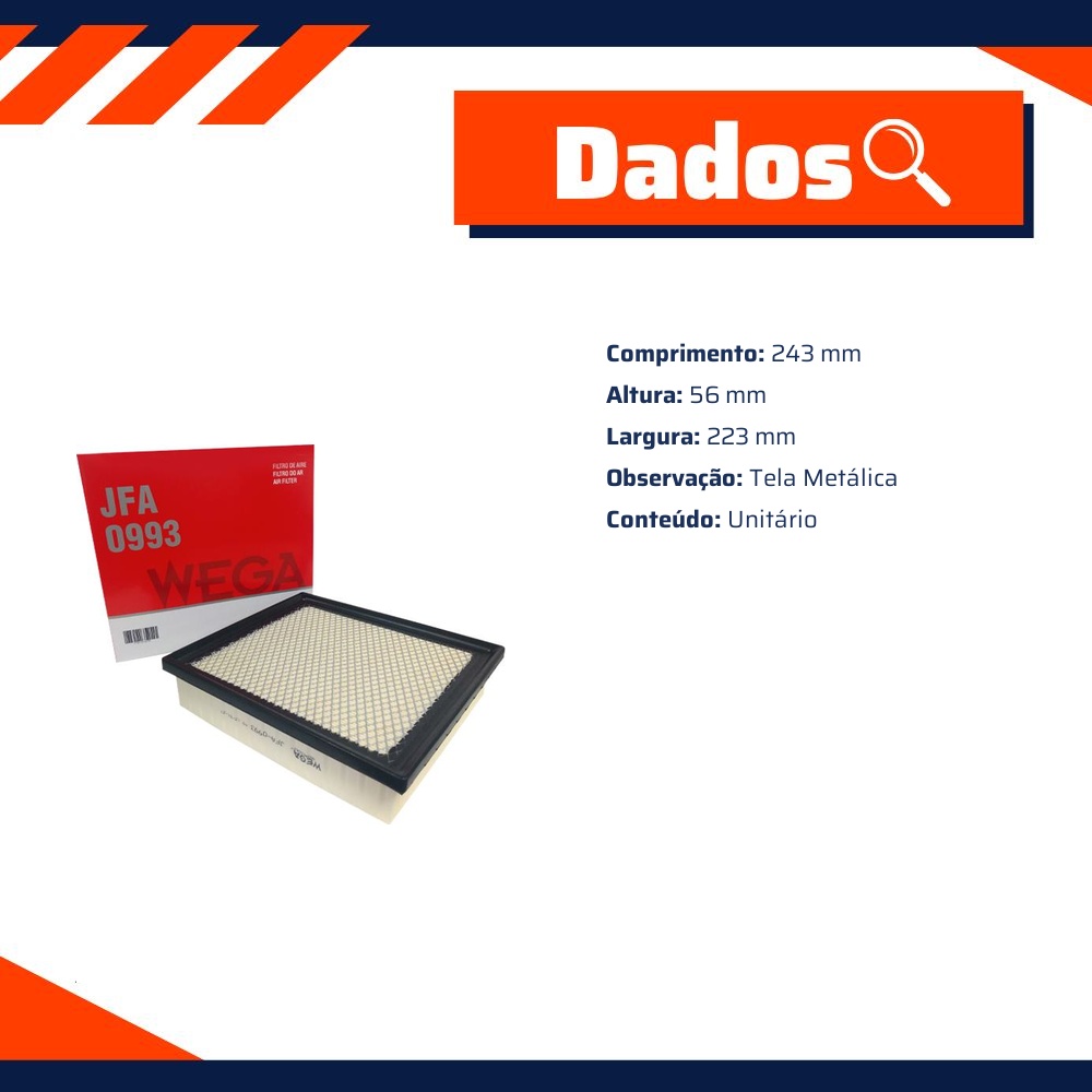 Filtro de Ar do Motor - Wega - JFA-0993
