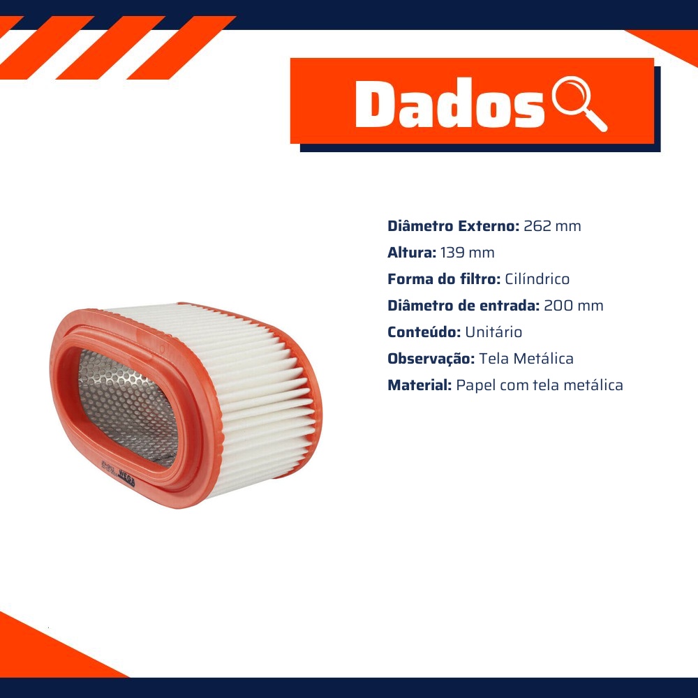Filtro de Ar para Hyundai HR - Wega - JFA-0H13