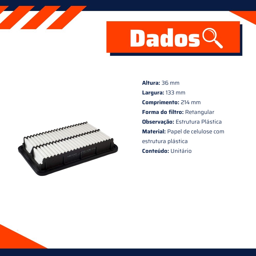 Filtro de Ar para Hyundai HB20 e HB20S - Wega - JFA-0K16