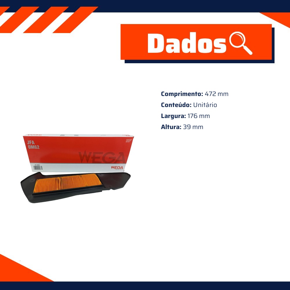 Filtro de Ar para Yamaha XMAX 250 - Wega - JFA-0M62