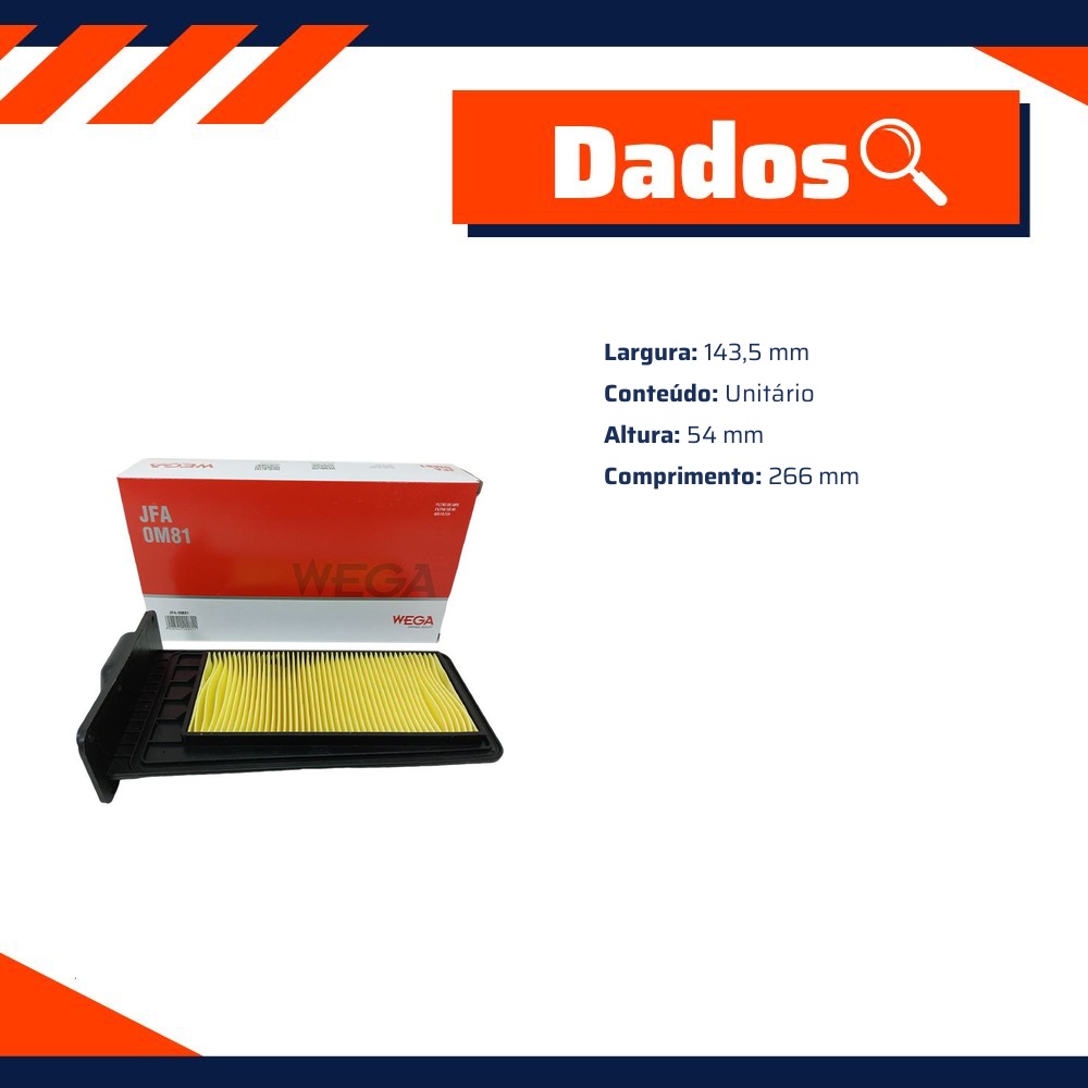 Filtro de Ar para Dafra MAXSYM 400i - Wega - JFA-0M81
