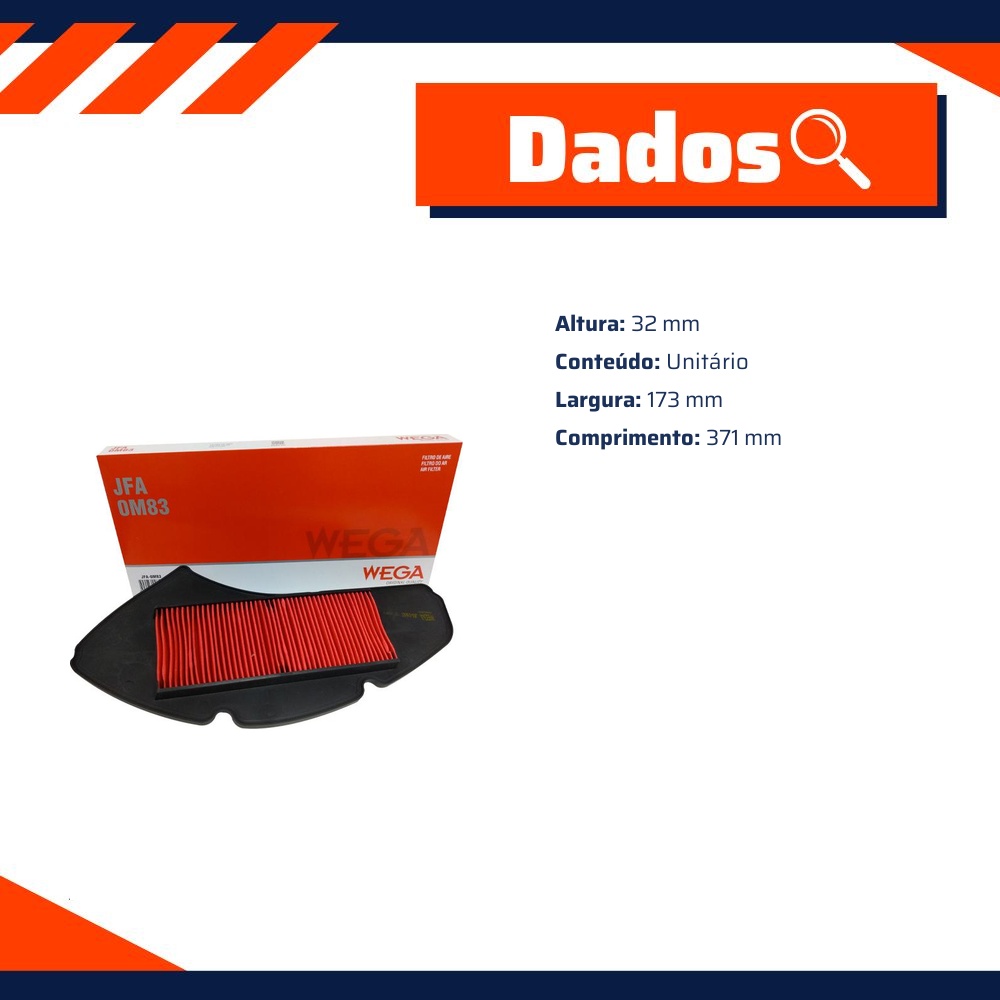 Filtro de Ar para Yamaha NMAX 160 - Wega - JFA-0M83