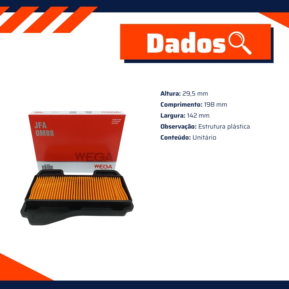 Filtro de Ar para Yamaha Crypton T115 - Wega - JFA-0M88