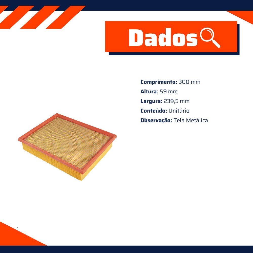 Filtro de Ar para Ssangyong Actyon e Kyron - Wega - JFA-0S03