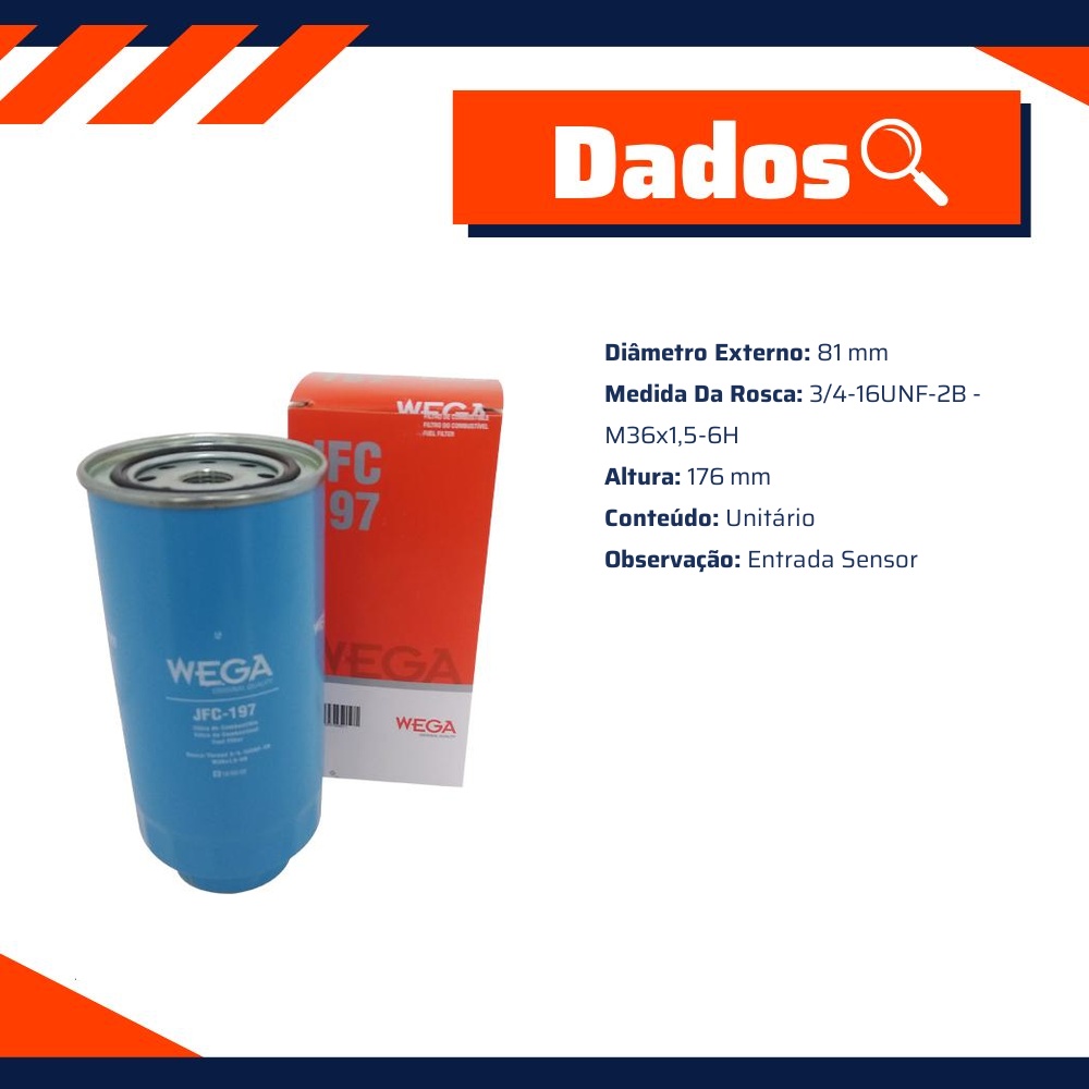 Filtro de Combustível para Nissan Frontier - Wega - JFC-197