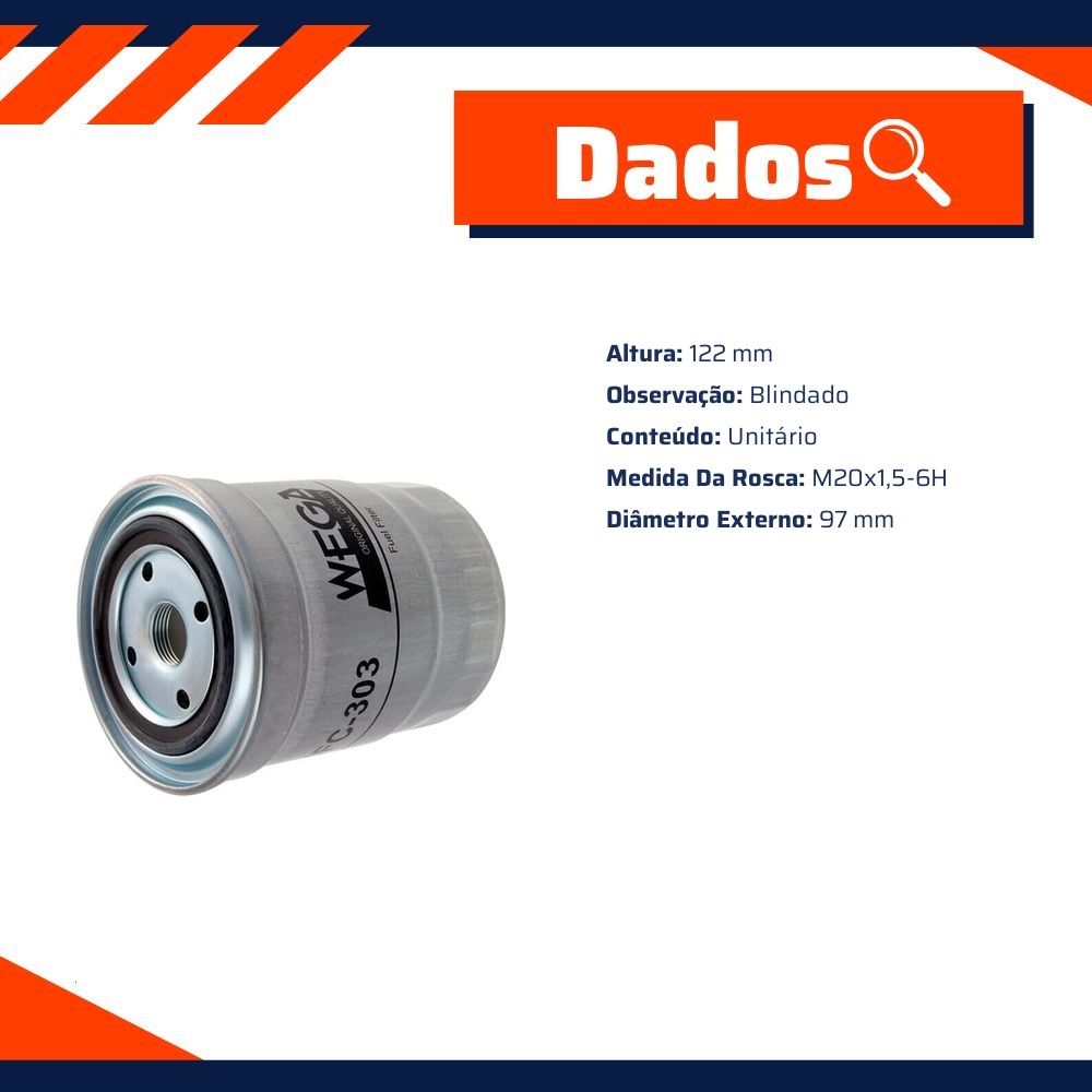 Filtro de Combustível - Wega - JFC-303
