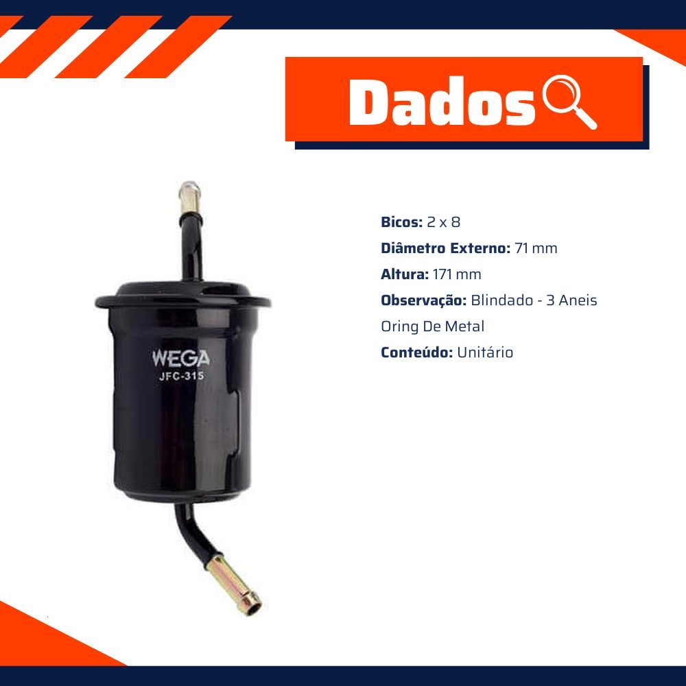 Filtro de Combustível para Mazda Protege - Wega - JFC-315