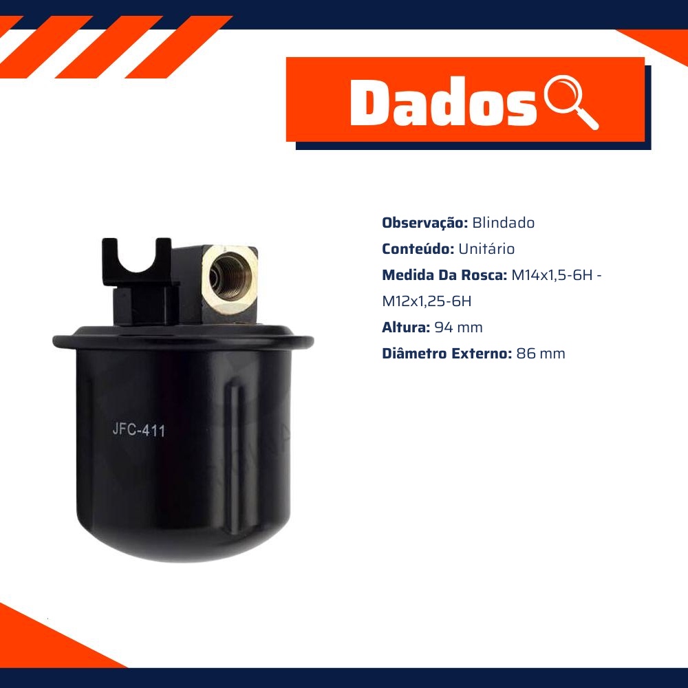 Filtro de Combustível para Honda Accord Civic - Wega - JFC-411