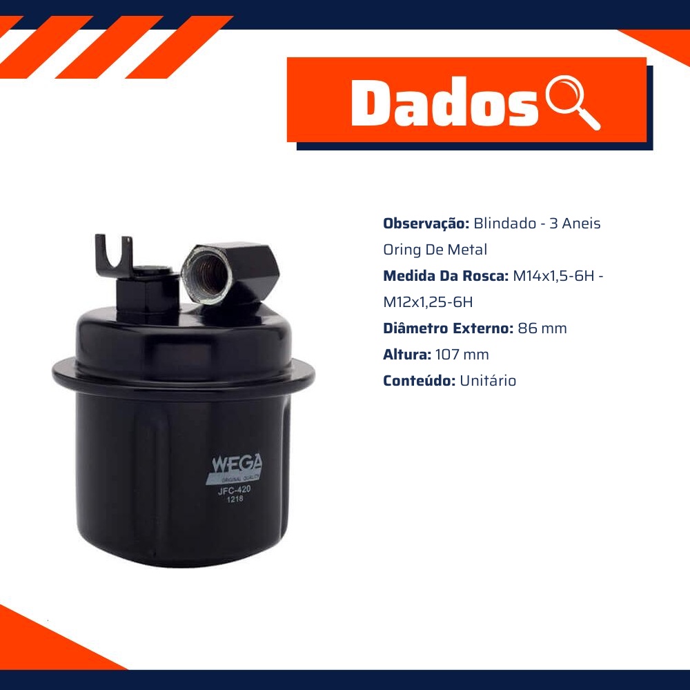 Filtro de Combustível para Honda Prelude - Wega - JFC-420
