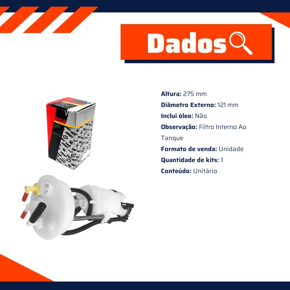 Filtro de Combustível Interno do Tanque para Honda Fit - Wega - JFC-453