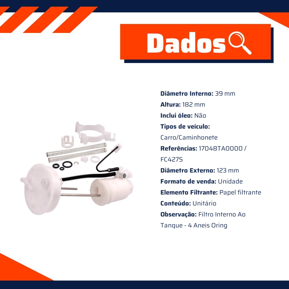 Filtro de Combustível Interno do Tanque para Honda Accord - Wega - JFC-458