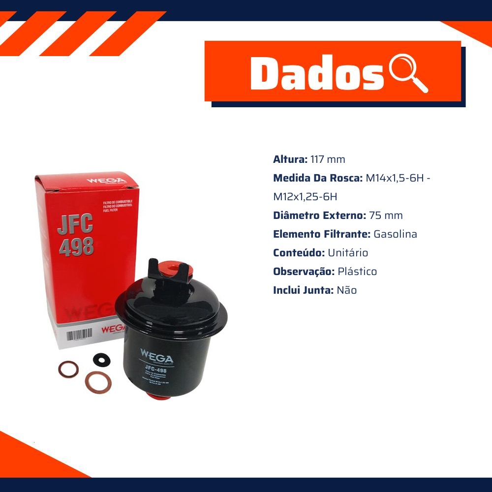 Filtro de Combustível para Honda Cr-X - Wega - JFC-498