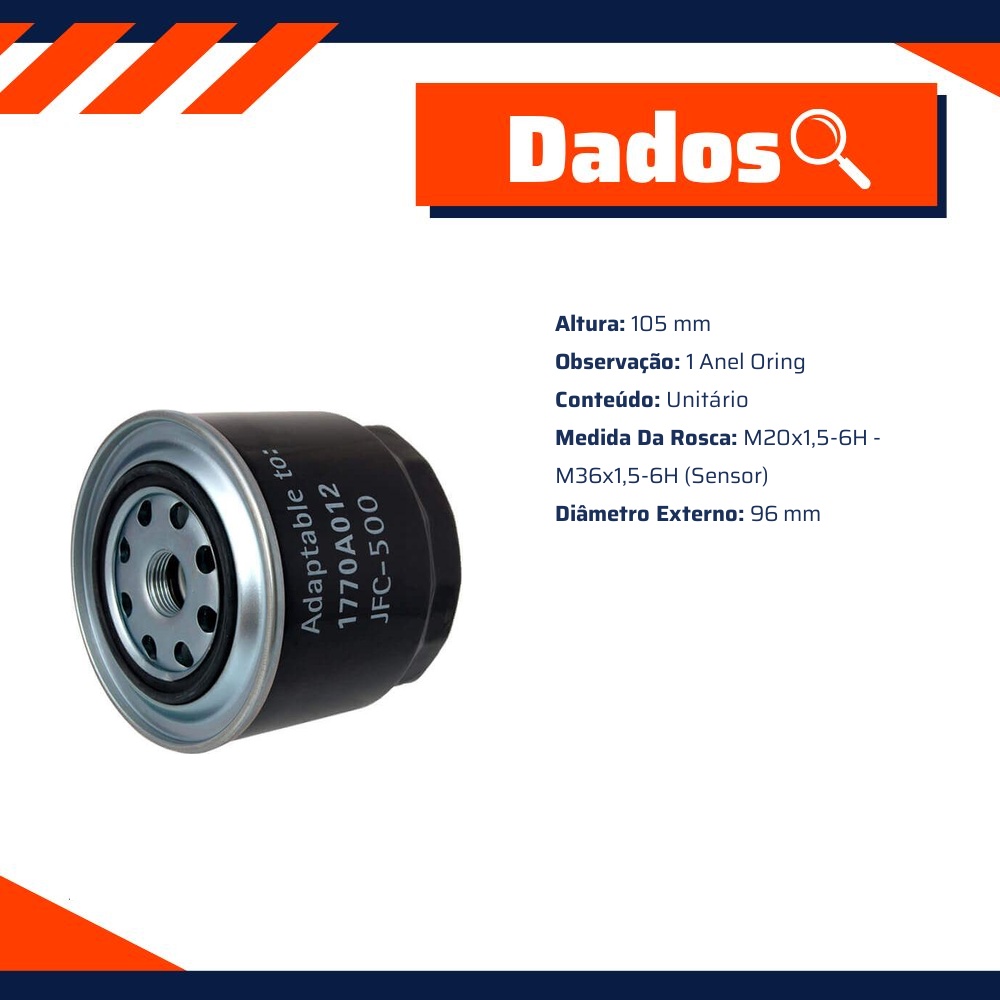 Filtro de Combustível para Mitsubishi L200 - Wega - JFC-500