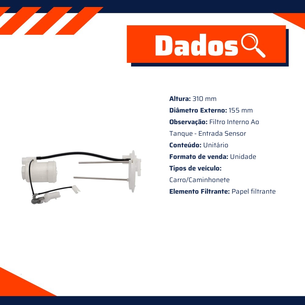 Filtro de Combustível Interno do Tanque para Mitsubishi Outlander - Wega - JFC-508