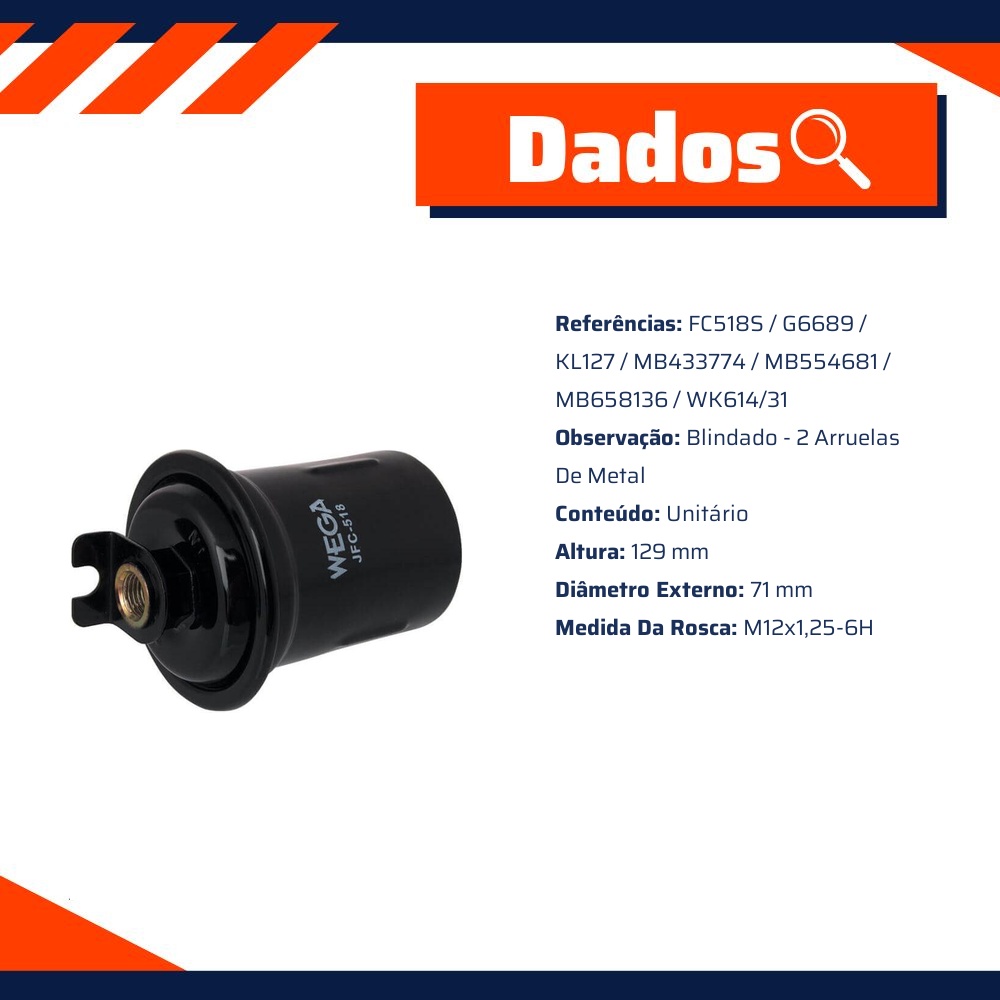Filtro de Combustível - Wega - JFC-518