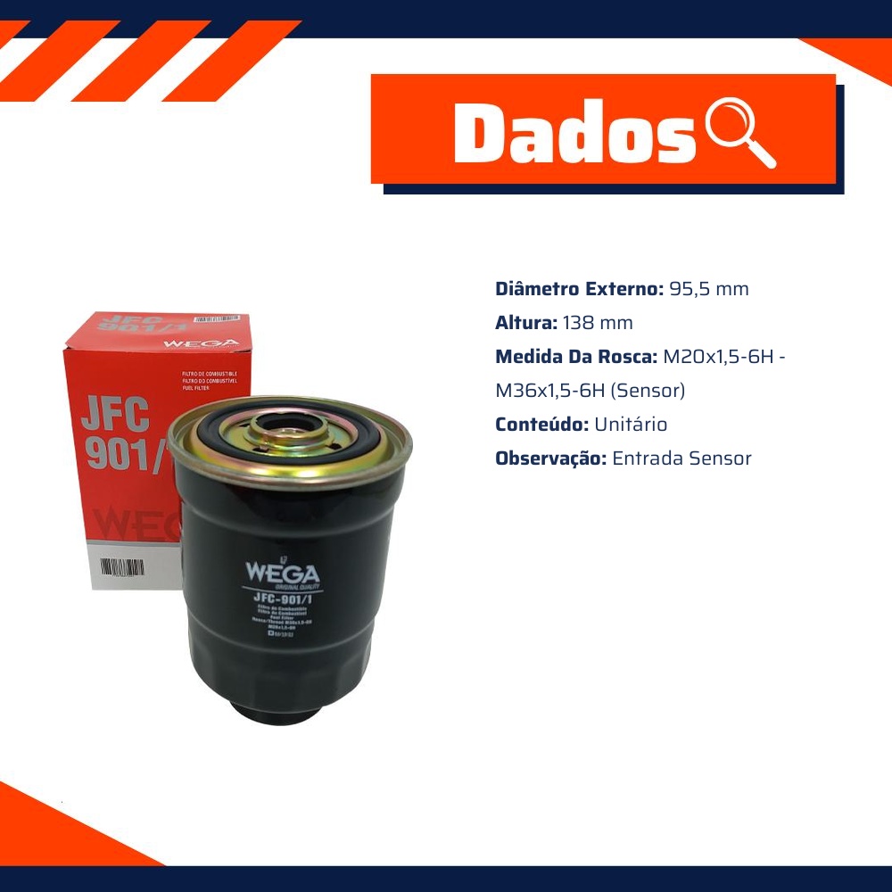 Filtro de Combustível para Hyundai Hr - Wega - JFC-901/1