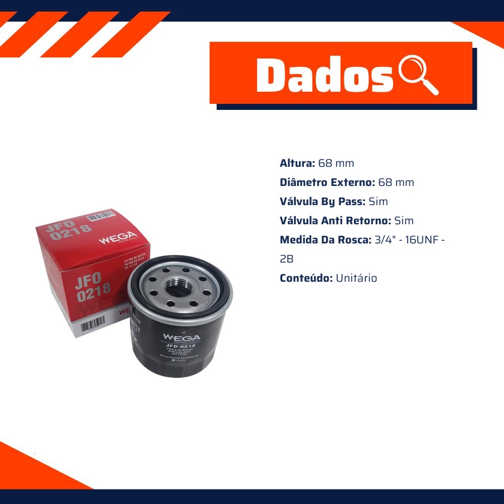Filtro Blindado de Óleo Lubrificante para Toyota Corolla e RAV4 - Wega - JFO-0218
