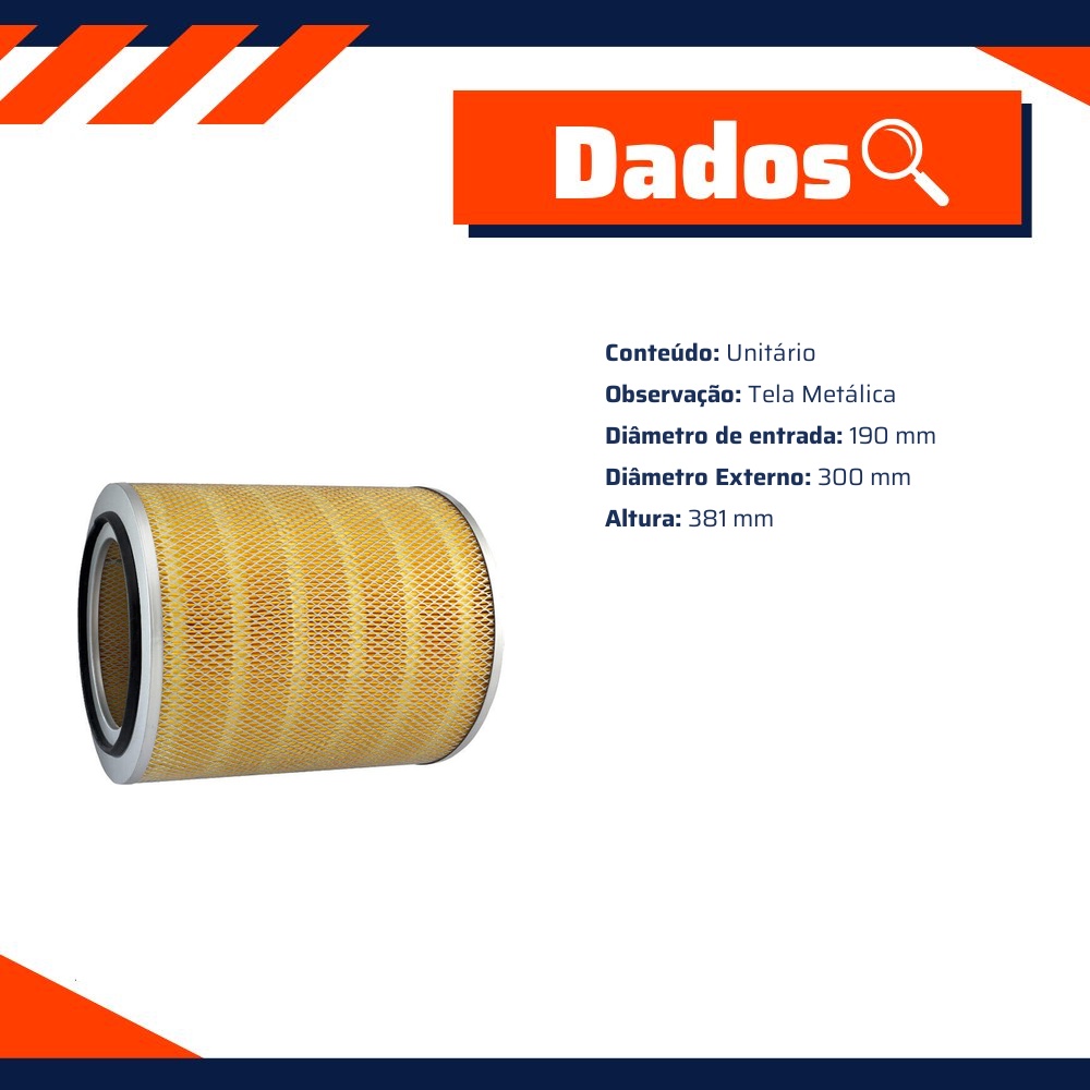 Filtro de Ar Primário do Motor - Wega - WAP-319