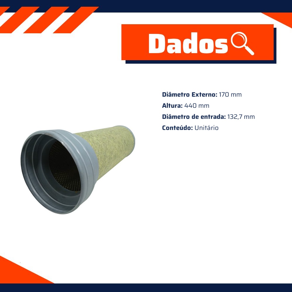 Filtro de Ar Secundário para Volvo B 7 e Fm10 320 - Wega - WAP-612/S