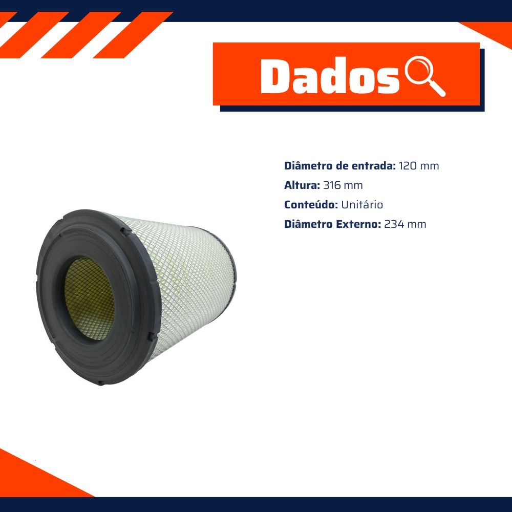 Filtro de Ar Primário do Motor - Wega - WAP-618